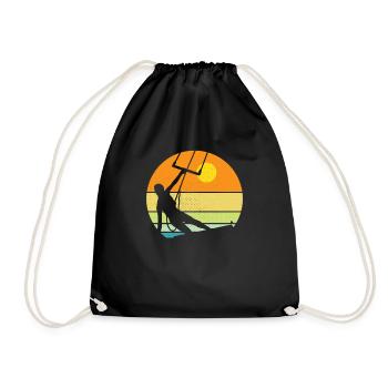 Kite kiting kitesurfing board kiter surfer gift - Drawstring Bag - black - Front