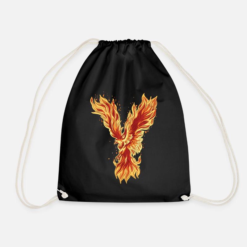 Phoenix Rising Fire Bird Mythische Grafik - Turnbeutel - Schwarz