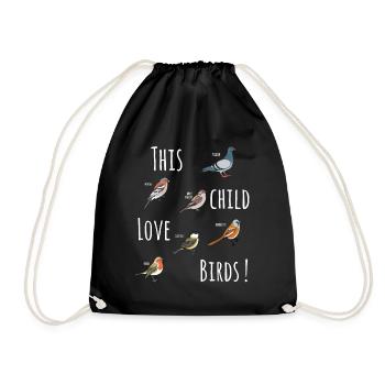 This Child Love Birds Animal Love Bird Lover Gift - Drawstring Bag - black - Front