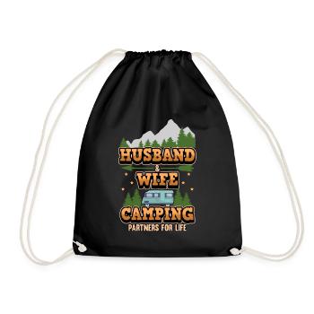 Camping mari femme disant camping cadeau - Sac de sport léger - noir - Devant