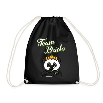 Junggesellinnenabschied m. Panda, Pandabär - Turnbeutel - Schwarz - Vorne