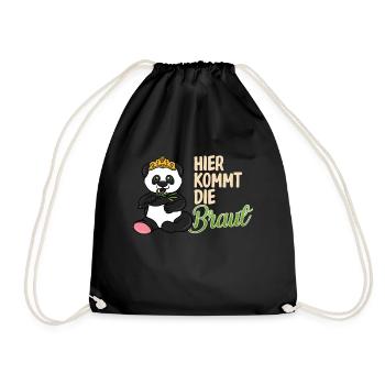 Junggesellinnenabschied m. Panda, Pandabär - Turnbeutel - Schwarz - Vorne