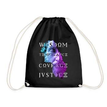 Marcus Virtues of Stoicism Wisdom Courage Justice - Drawstring Bag - black - Front