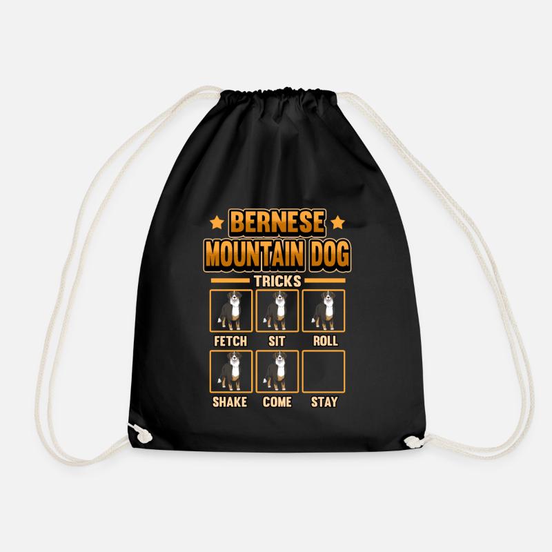 Dog Bernese Mountain Dog Funny Tricks Gift - Drawstring Bag - black