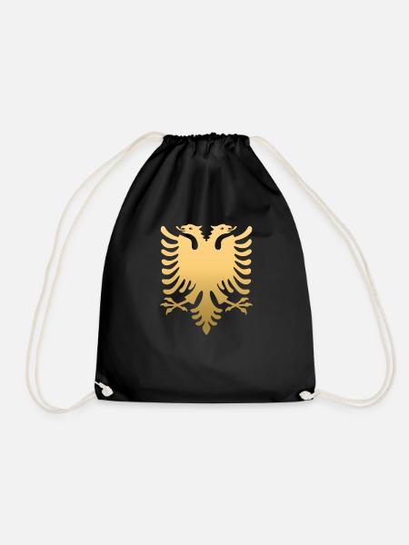 Goldene Albanien Eagle Shirt Albania Land Geschenk - Turnbeutel - Schwarz