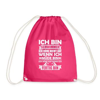 Schwimmer Geschenkidee Geburtstag Hobby Schwimmen - Turnbeutel - Fuchsia - Vorne