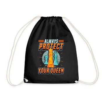 Chess Checkmate Queen Board Game Gift - Drawstring Bag - black - Front