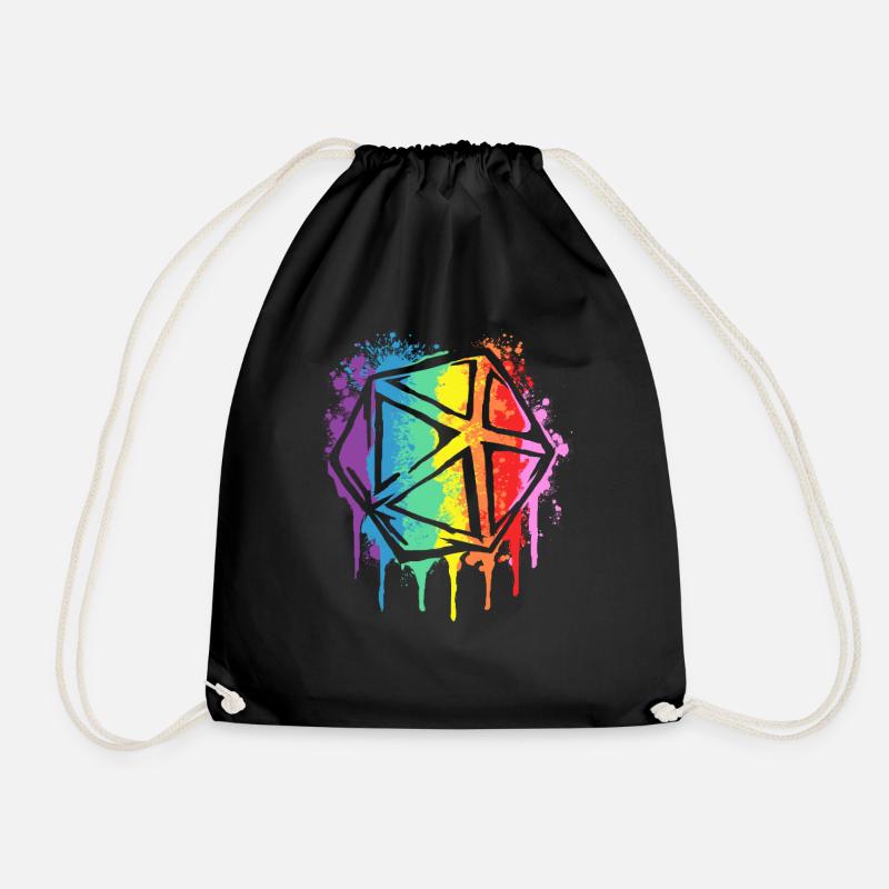 RPG Dice Tabletop Rollenspieler 20 Sided Die Rainbow - Turnbeutel - Schwarz