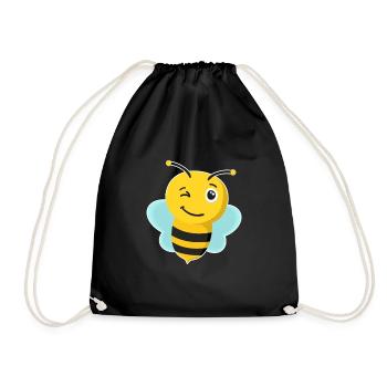 Biene, Honigbiene, Wildbiene, lustiges Bienenbild - Turnbeutel - Schwarz - Vorne