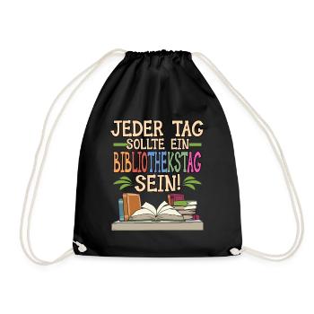 Buch Bibliothek Spruch Lesen Bücherwurm Geschenk - Turnbeutel - Schwarz - Vorne