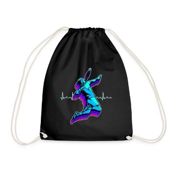 Badminton Shuttlecock Racket Sport Hobby Gift - Drawstring Bag - black - Front