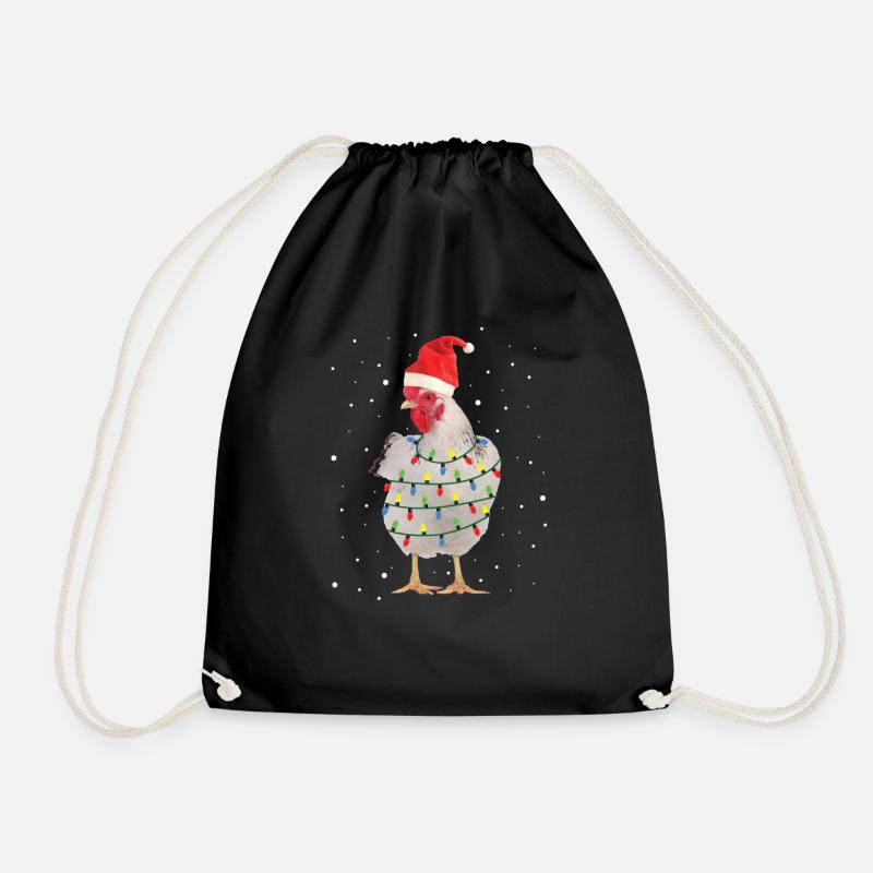 Christmas Chicken - Drawstring Bag - black