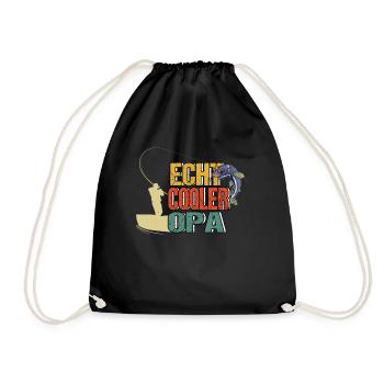 Angler Opa Rentner Vatertag Lustig Spruch Geschenk - Turnbeutel - Schwarz - Vorne