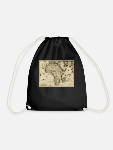 Weinlese-Karte von Afrika, alte Geographie - Turnbeutel - Schwarz