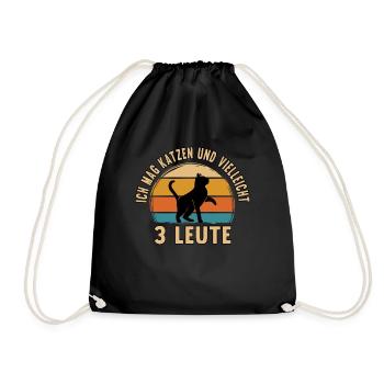 Katze Kätzchen Lustige Sprüche Haustier Geschenk - Turnbeutel - Schwarz - Vorne