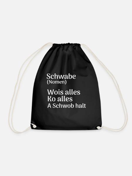 Schwabe schwäbisch Spruch Lustig Definition Shirt - Turnbeutel - Schwarz