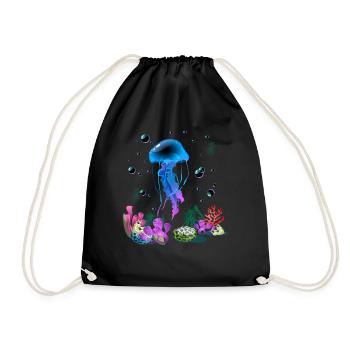 Vacation sea summer marine animals - Drawstring Bag - black - Front