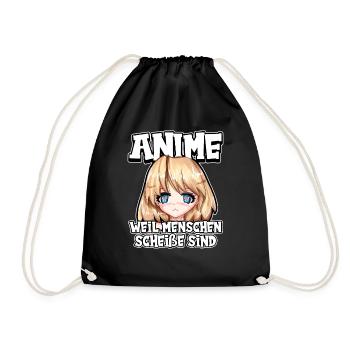 Anime weil Menschen scheiße sind Otaku Manga - Turnbeutel - Schwarz - Vorne