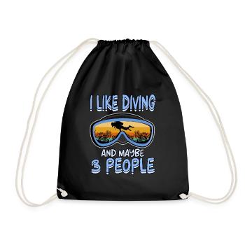 Diving Snorkeling Holiday Coral Reef Diver - Drawstring Bag - black - Front