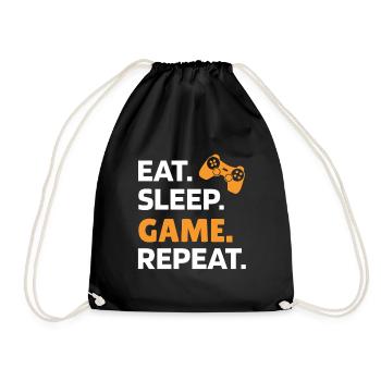 Eat Sleep Game Repeat Video Jeux DeJouer Cadeau - Sac de sport léger - noir - Devant