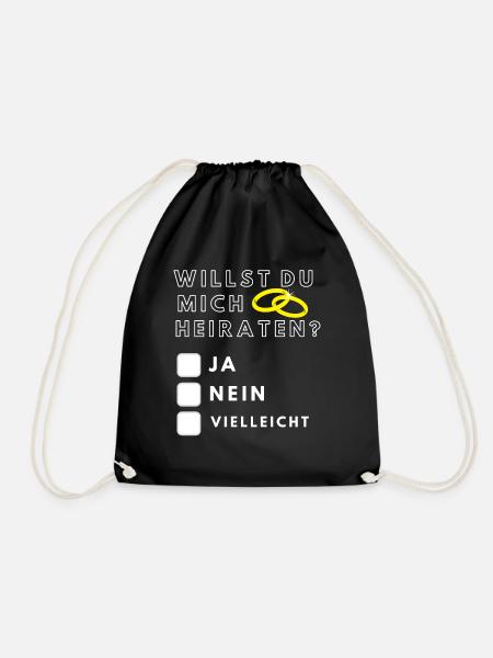 Willst du mich Heiraten? Heiratsantrag Shirt Gift - Turnbeutel - Schwarz