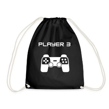 Partnerlook Gamer Player 3 Herren Vater Sohn Shirt - Turnbeutel - Schwarz - Vorne