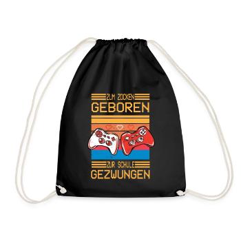 Fun Zum Zocken Geboren Zur Schule Gezwungen Gifts - Turnbeutel - Schwarz - Vorne