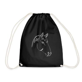 PFERD LINE ART | Equestrian horses | Horsepower Happiness - Drawstring Bag - black - Front