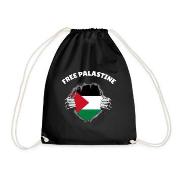Free Palestine Palestinian Palestine T-Shirt - Drawstring Bag - black - Front