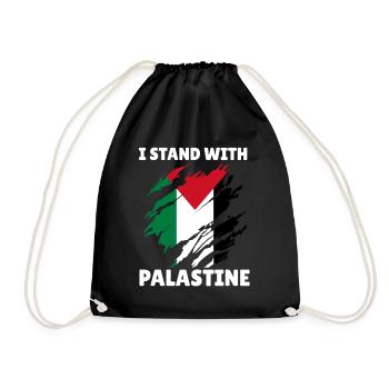 Palestinian Flag I Stand With Palestine - Drawstring Bag - black - Front
