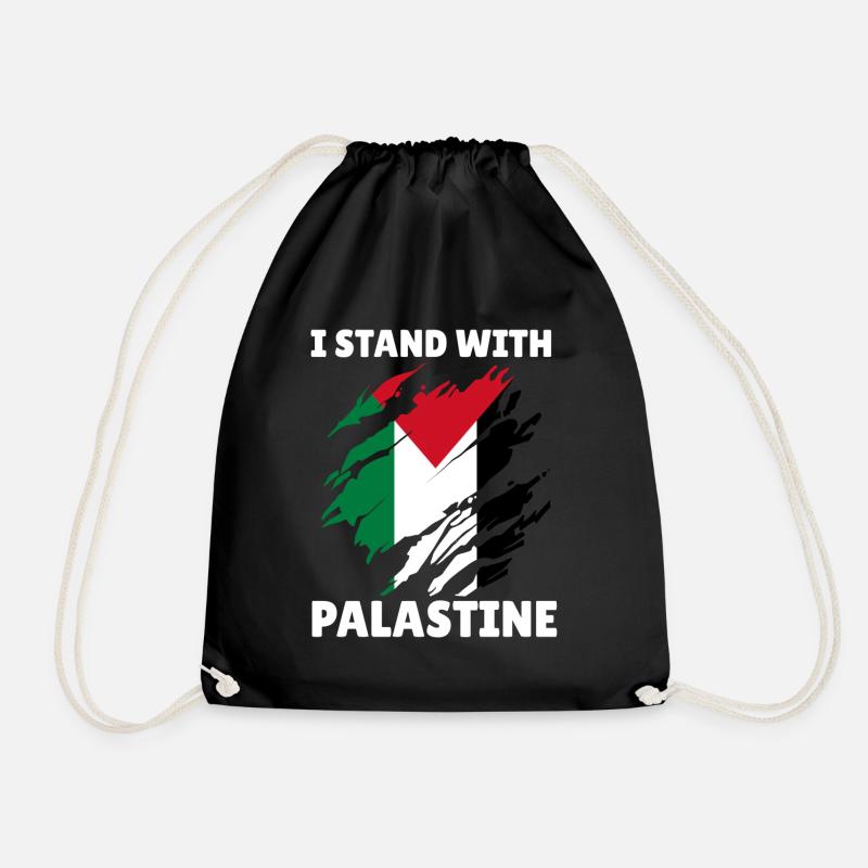Palästinensische Flagge I Stand With Palestine - Turnbeutel - Schwarz