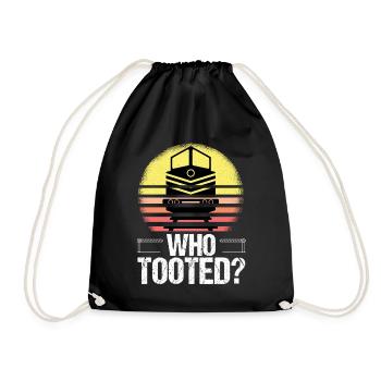 Funny Train Railway Locomotive Steam Model - Drawstring Bag - black - Front