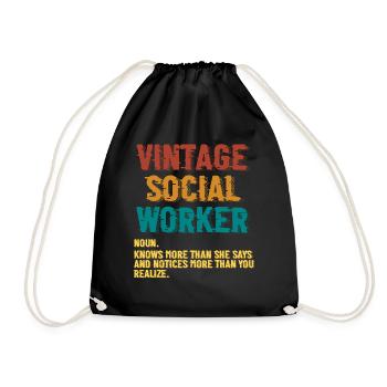 Love Social Worker Hero – Charitable Social Work - Drawstring Bag - black - Front