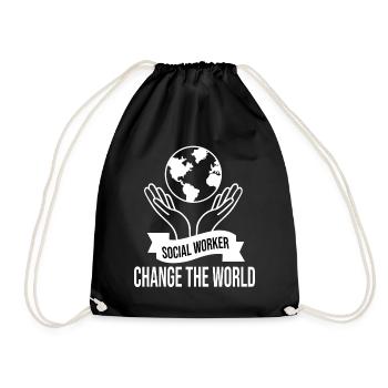 Love Social Worker Hero – Charitable Social Work - Drawstring Bag - black - Front