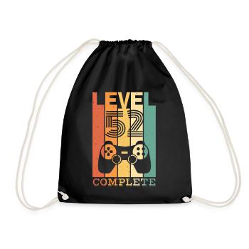 Retro Gamer Level 52 Complete Gifts 52nd Birthday - Drawstring Bag - black - Front