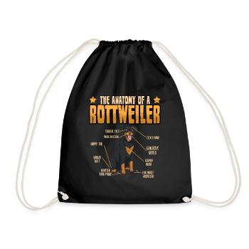 Cadeau d'anatomie pour amoureux des chiens Rottweiler - Sac de sport léger - noir - Devant