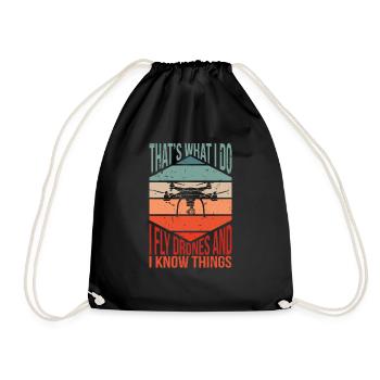 Retro I Fly Drones and I know Things | RC Drone - Drawstring Bag - black - Front