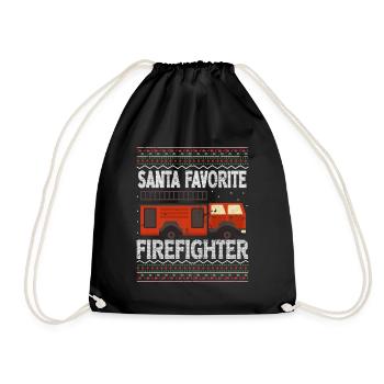 Ugly Christmas Feuerwehr Weihnachtssprüche Lustig - Turnbeutel - Schwarz - Vorne