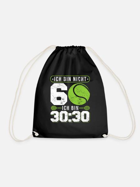 Nicht 60 Ich bin 30:30 für 60. Geburtstag Tennis - Turnbeutel - Schwarz
