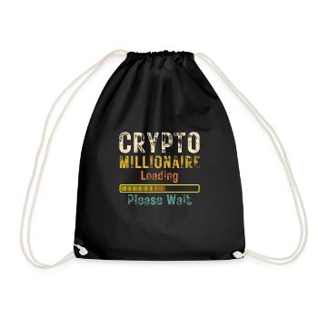 Crypto Millionaire Loading please wait coin trader - Drawstring Bag - black - Front