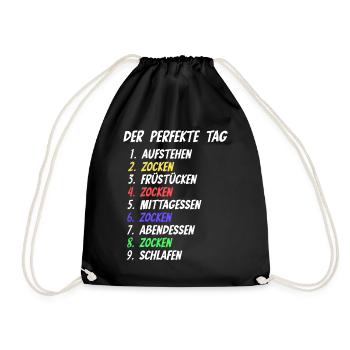 Der Perfekte Tag Zocken - Turnbeutel - Schwarz - Vorne