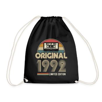 1992 Original Vintage Birthday Gift - Drawstring Bag - black - Front