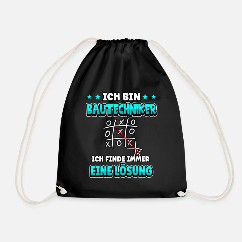 Ich bin Bautechniker ich finde immer eine Lösung - Turnbeutel - Schwarz