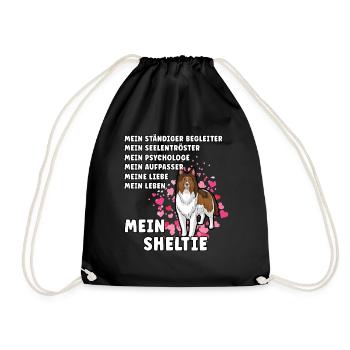 Mein Sheltie Hundehalter Hundeliebhaber - Turnbeutel - Schwarz - Vorne