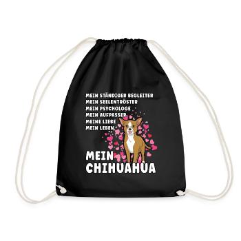 Mein Chihuahua Hundehalter Hundeliebhaber - Turnbeutel - Schwarz - Vorne