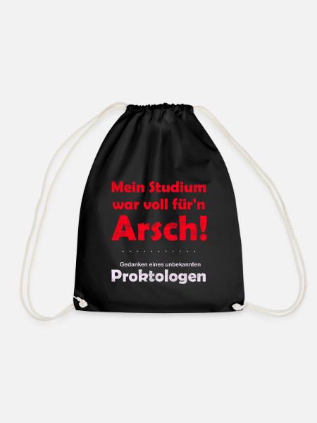 Geschenkidee Geschenk lustiger Spruch Proktologe - Turnbeutel - Schwarz