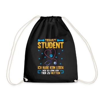 Tierarzt Student ich habe kein Leben Spruch - Turnbeutel - Schwarz - Vorne
