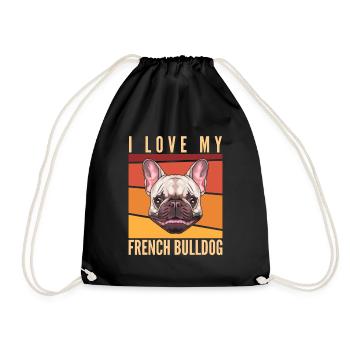 French Bulldog, ich liebe meine French Bulldog - Turnbeutel - Schwarz - Vorne