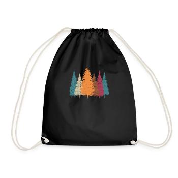 Retro Forest Nature Gift Idea - Drawstring Bag - black - Front