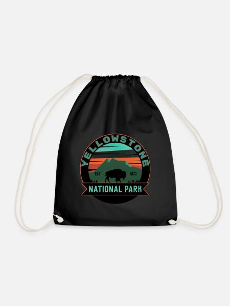 Yellowstone National Park design. - Drawstring Bag - black